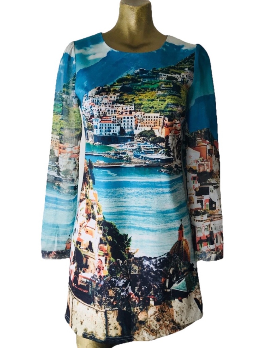Chic New YUMI Positano AMALFI Print DRESS S